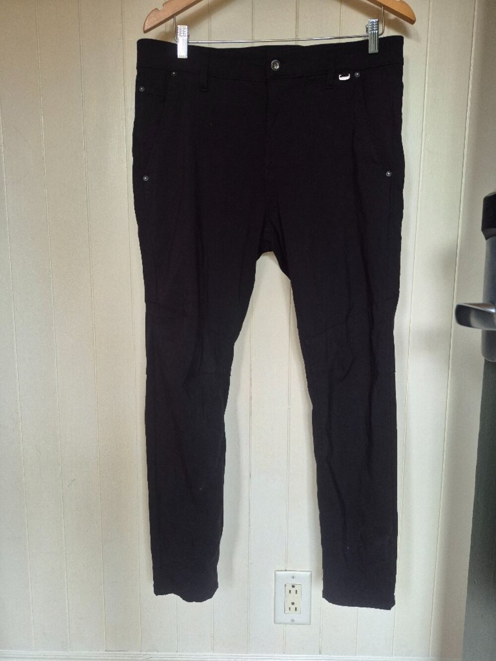PROJEK RAW Black Slim Fit Pants Men's 34 Stretch Casual Career Travel Trousers